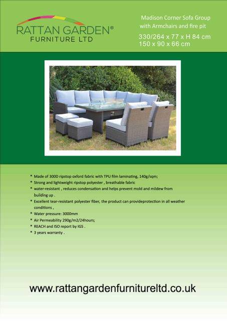 Deluxe Rain Cover for Madison Corner Set and Fire Pit Table