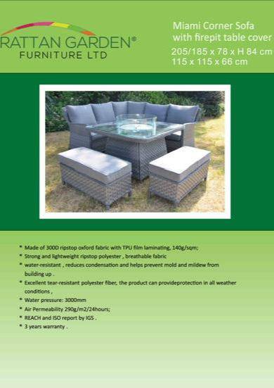 Deluxe Rain Cover for Miami Corner Set and Fire Pit Table