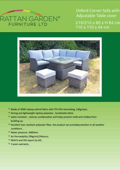 Deluxe Rain Cover for Oxford Corner Set and Table
