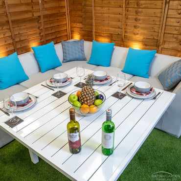 Sunbrella Venice Rattan Corner Dining Set - White