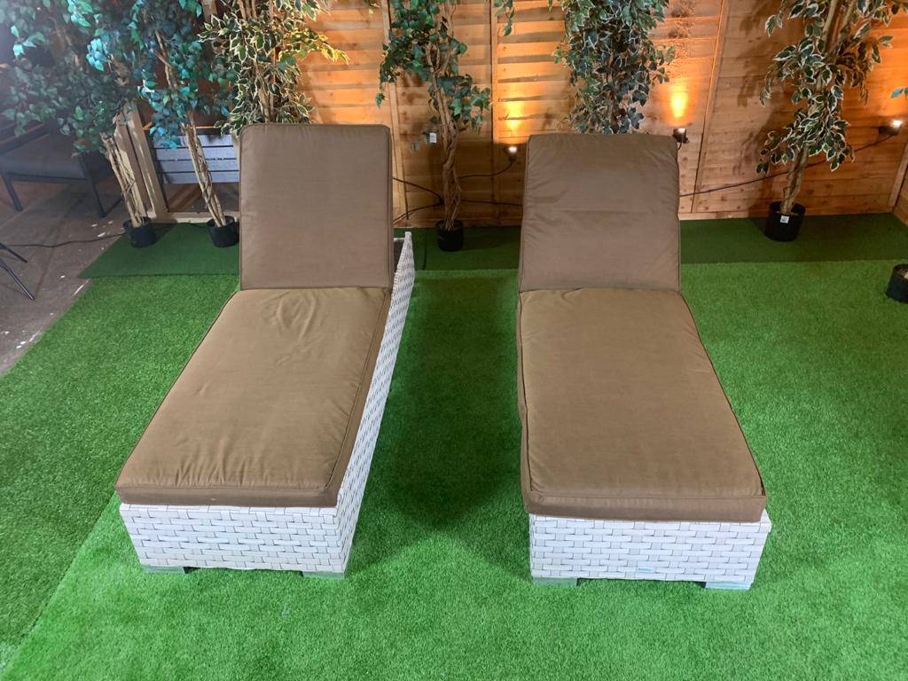 Extra Wide Rattan Sun Lounger Set