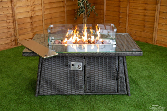 Rattan Serena Rectangular Firepit Coffee Table