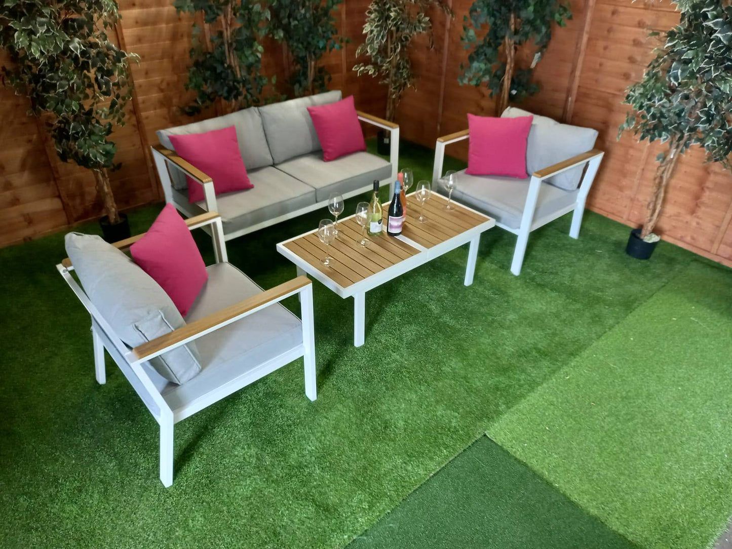 Fiona Stylish Aluminium Rectangular Rising Table Sofa Set