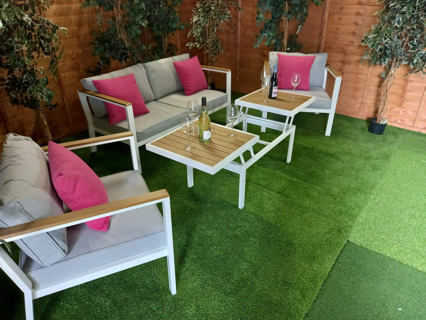 Fiona Stylish Aluminium Rectangular Rising Table Sofa Set