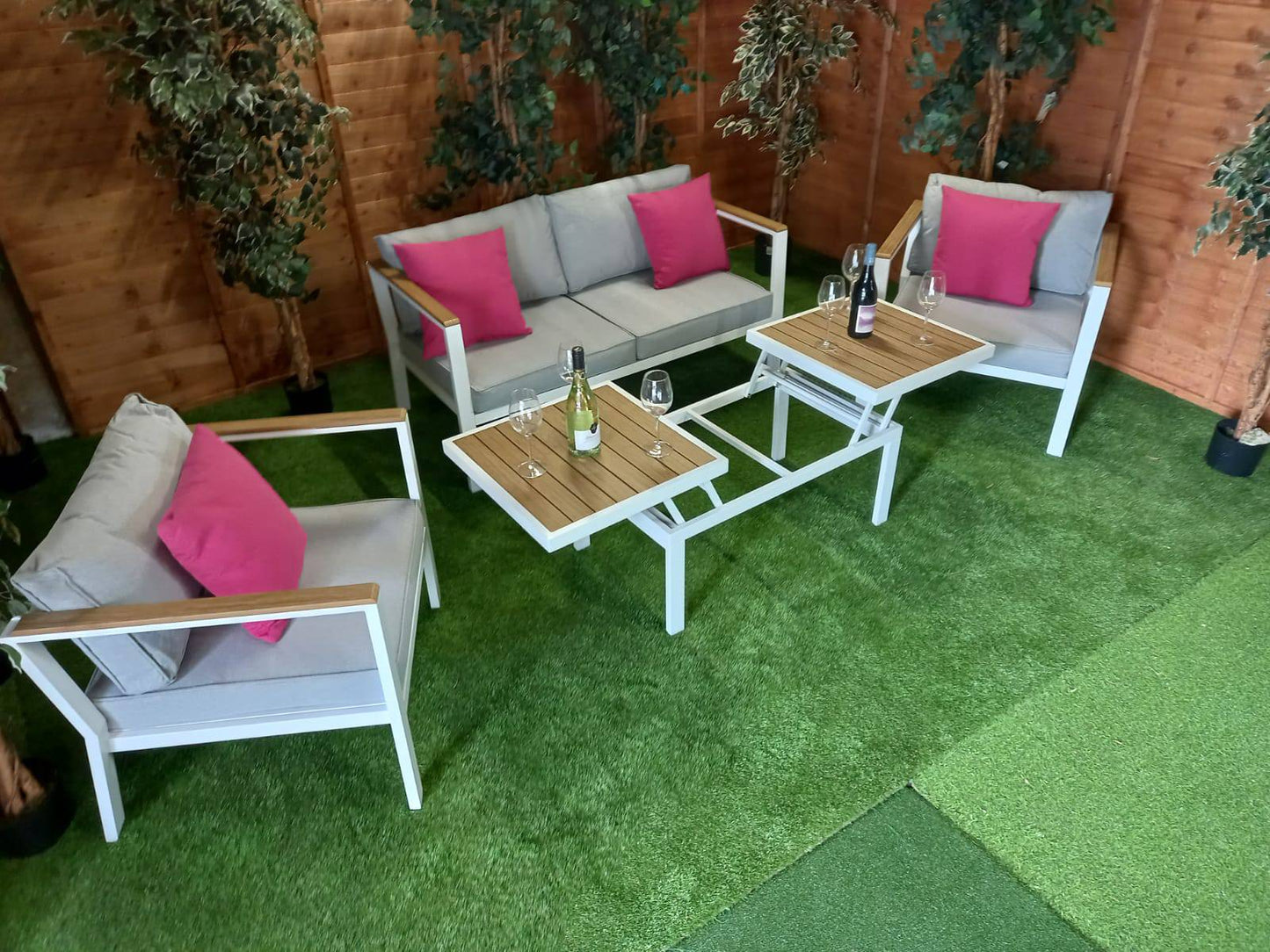 Fiona Stylish Aluminium Rectangular Rising Table Sofa Set