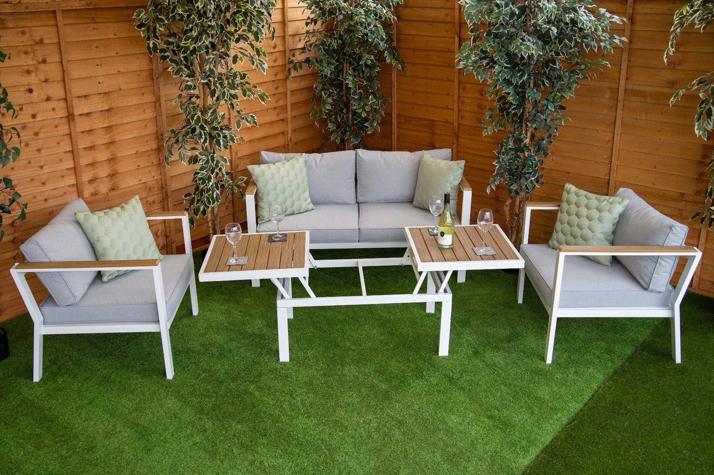 Fiona Stylish Aluminium Rectangular Rising Table Sofa Set