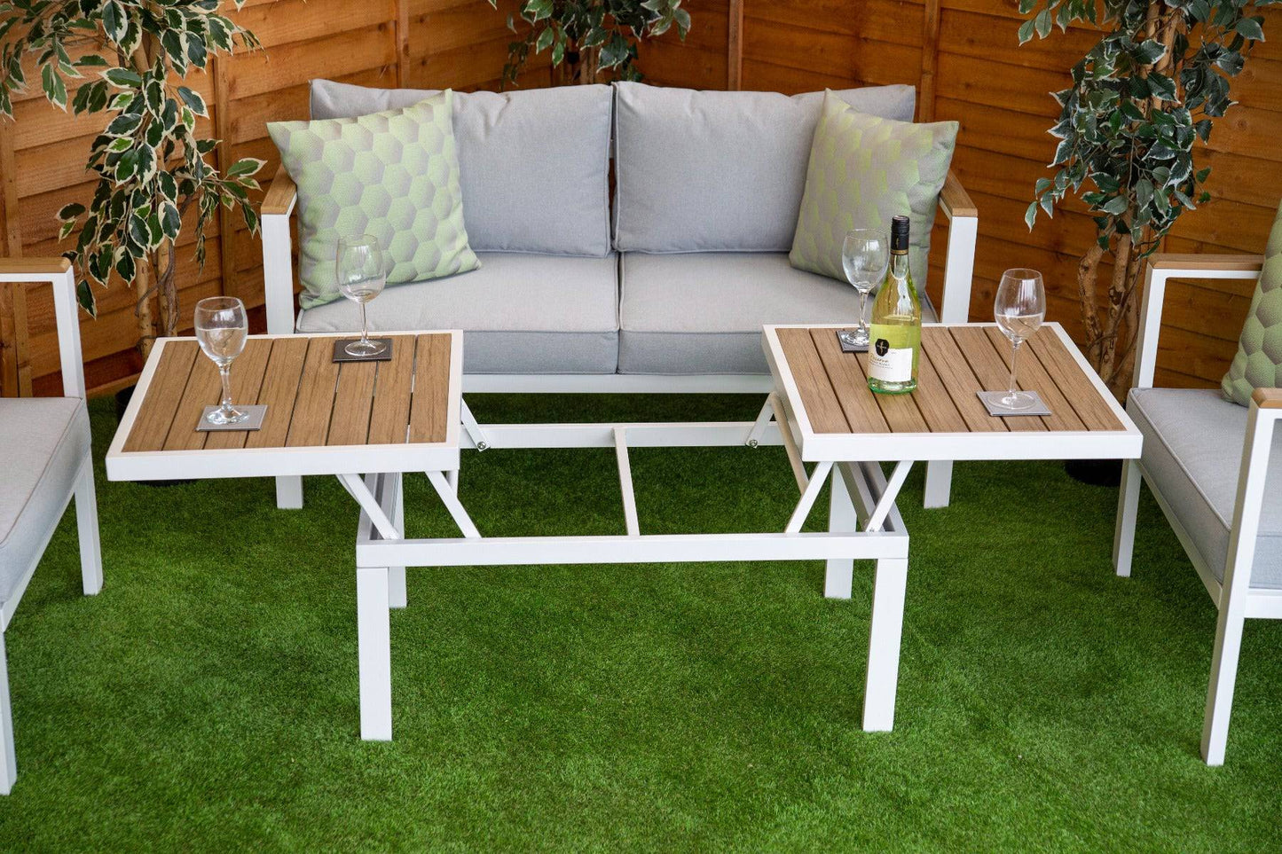 Fiona Stylish Aluminium Rectangular Rising Table Sofa Set