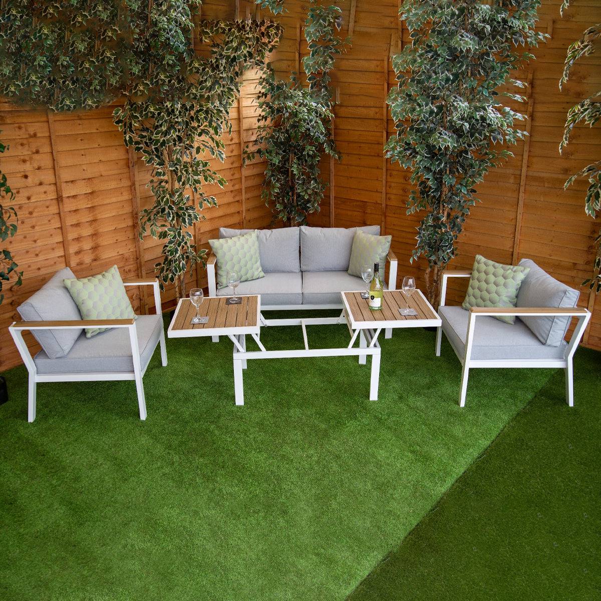 Fiona Stylish Aluminium Rectangular Rising Table Sofa Set