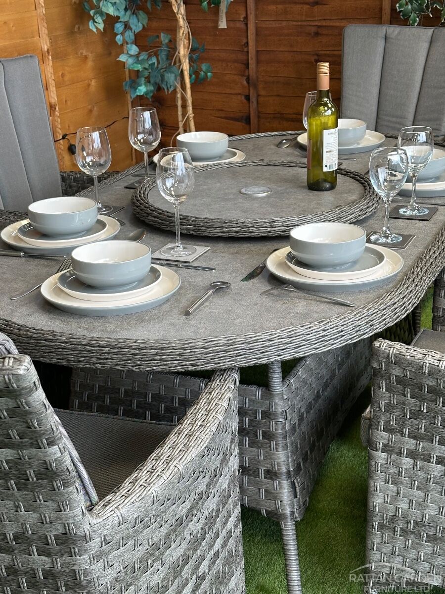 Serena Rattan Atlanta 6 Seater Oval Dining Set - 180cm