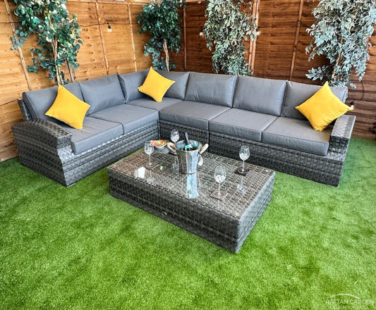 Rattan Serena Lisbon Corner Sofa Set with Coffee Table