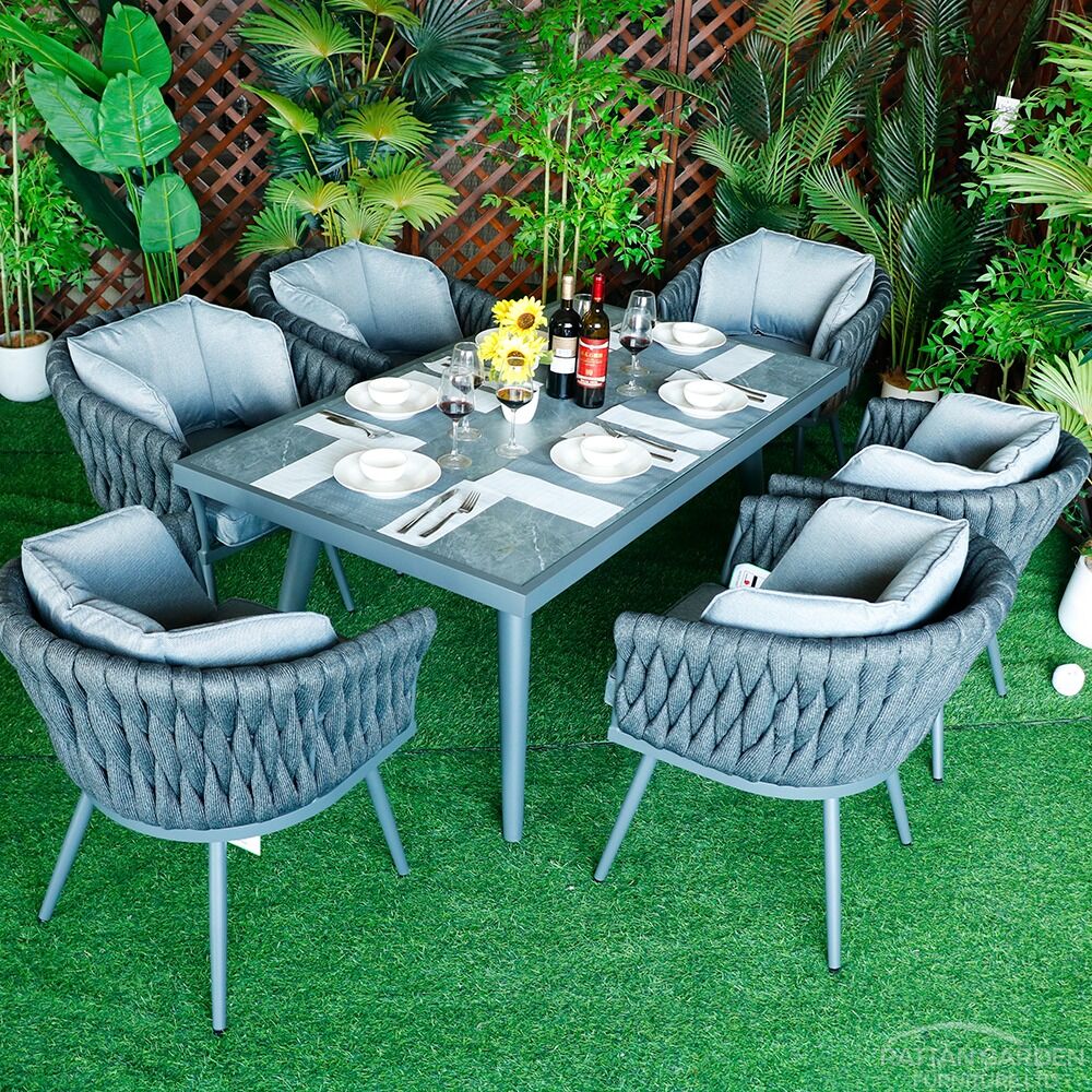 Rope Rectangular 6 Seat Dining Set