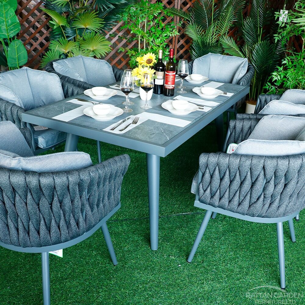 Rope Rectangular 6 Seat Dining Set