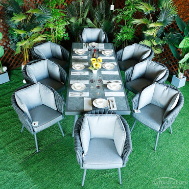 Rope Rectangular 8 Seat Dining Set