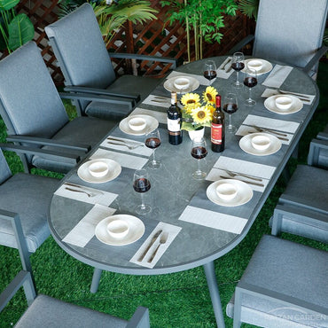 Highbury Aluminium Dining Chair 8 Chairs With Oval Table