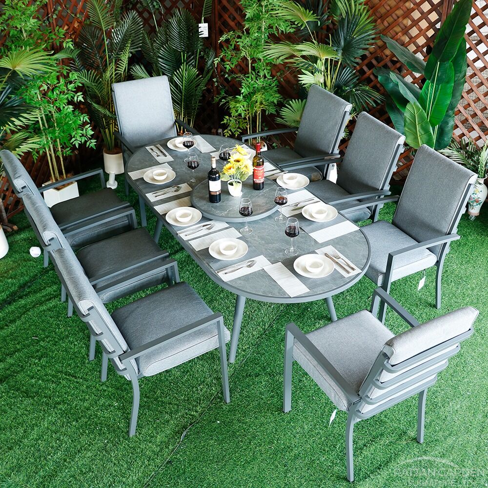 Highbury Aluminium Dining Chair 8 Chairs With Oval Table