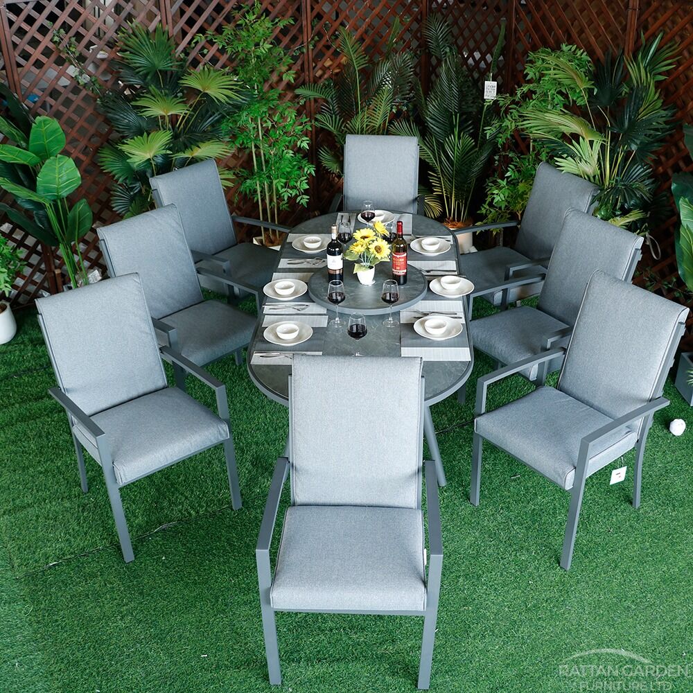 Highbury Aluminium Dining Chair 8 Chairs With Oval Table