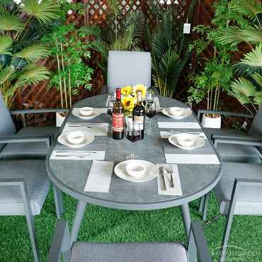 Highbury Aluminium Dining Chair 6 Chairs With Oval Table