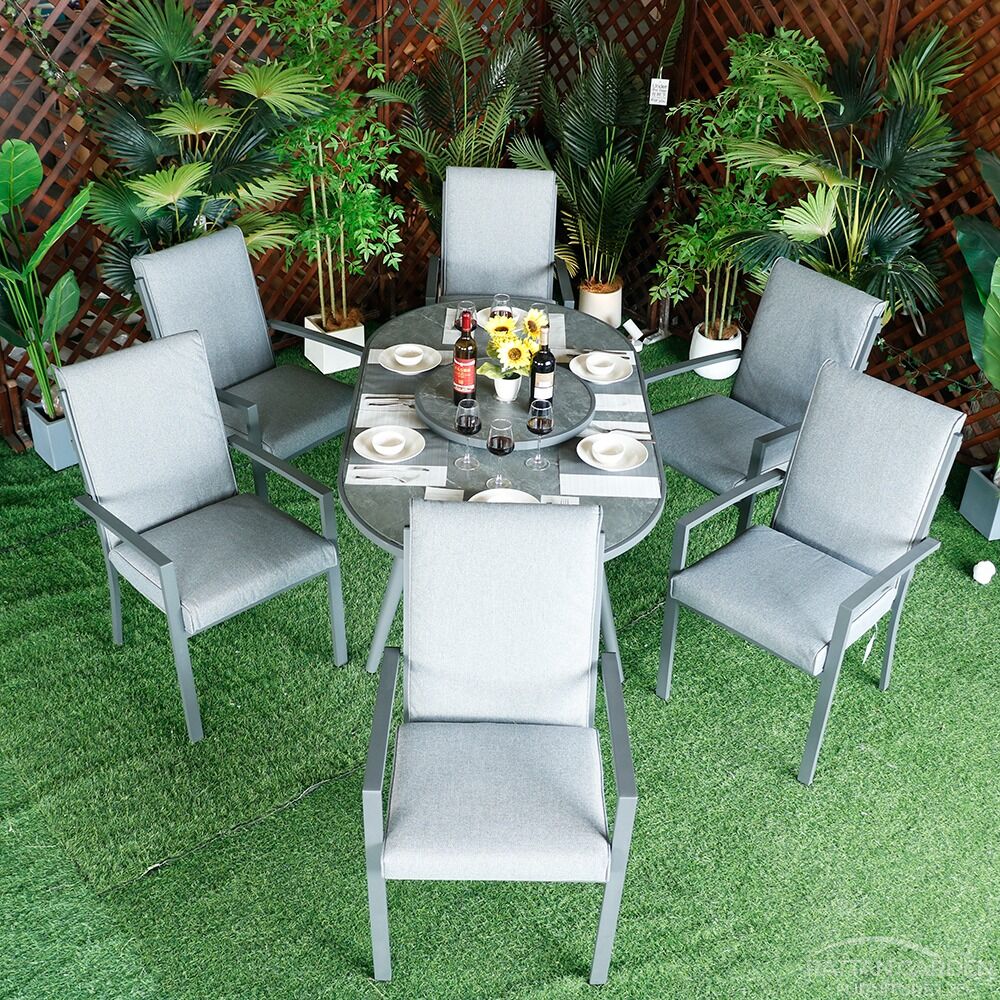 Highbury Aluminium Dining Chair 6 Chairs With Oval Table