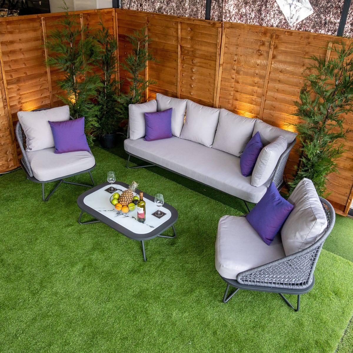 Oasis Grey 5 Seat 4 Piece Sofa Set With Coffee Table