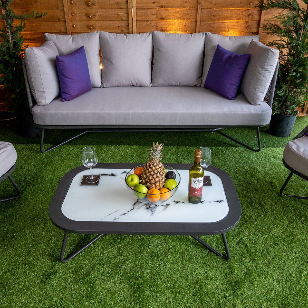 Oasis Grey 5 Seat 4 Piece Sofa Set With Coffee Table