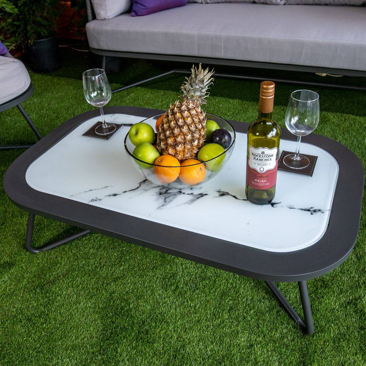 Oasis Grey 5 Seat 4 Piece Sofa Set With Coffee Table