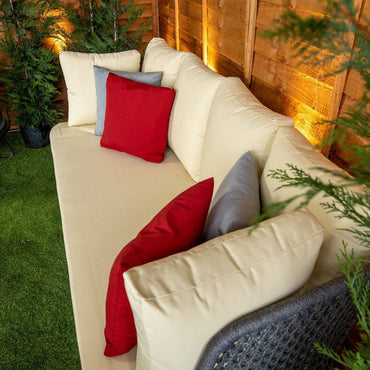 Oasis Grey 5 Seat 4 Piece Sofa Set With Cream Cushions