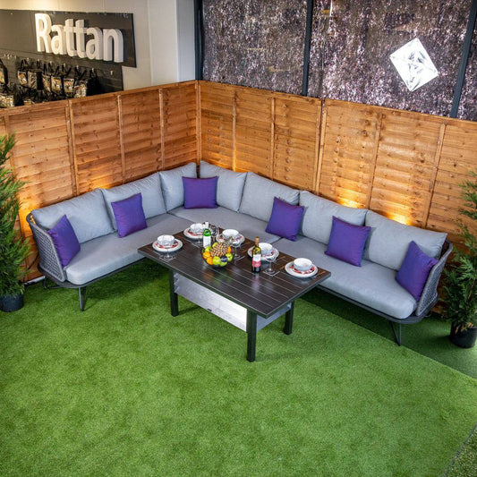 Oasis Grey Corner Dining Set - Grey Cushions