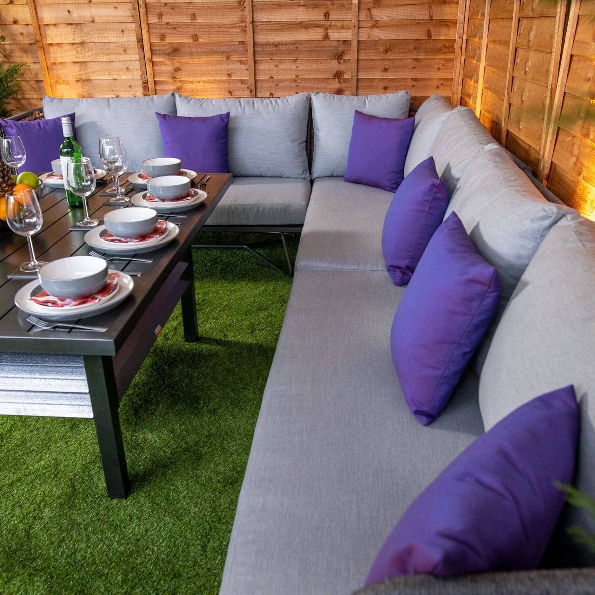 Oasis Grey Corner Dining Set - Grey Cushions