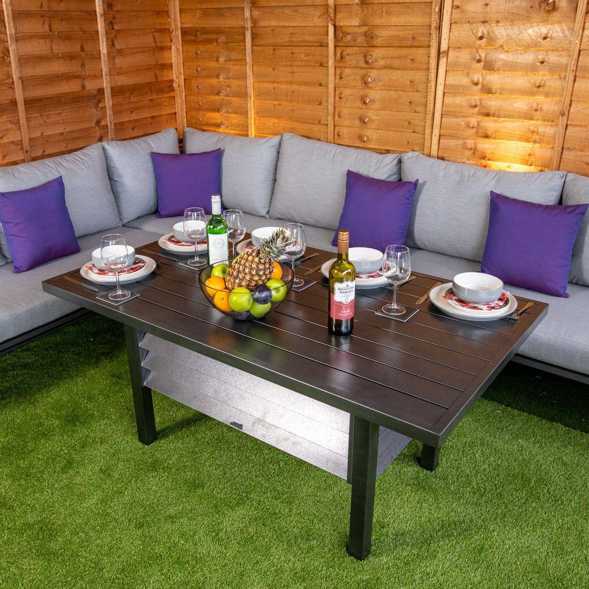 Oasis Grey Corner Dining Set - Grey Cushions