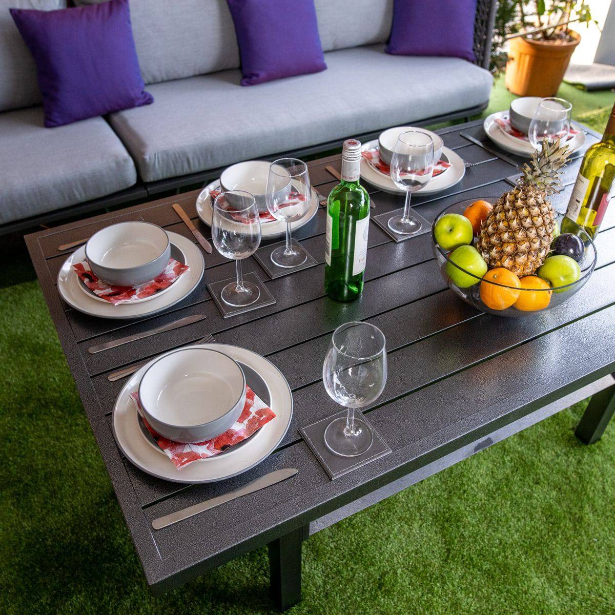 Oasis Grey Corner Dining Set - Grey Cushions