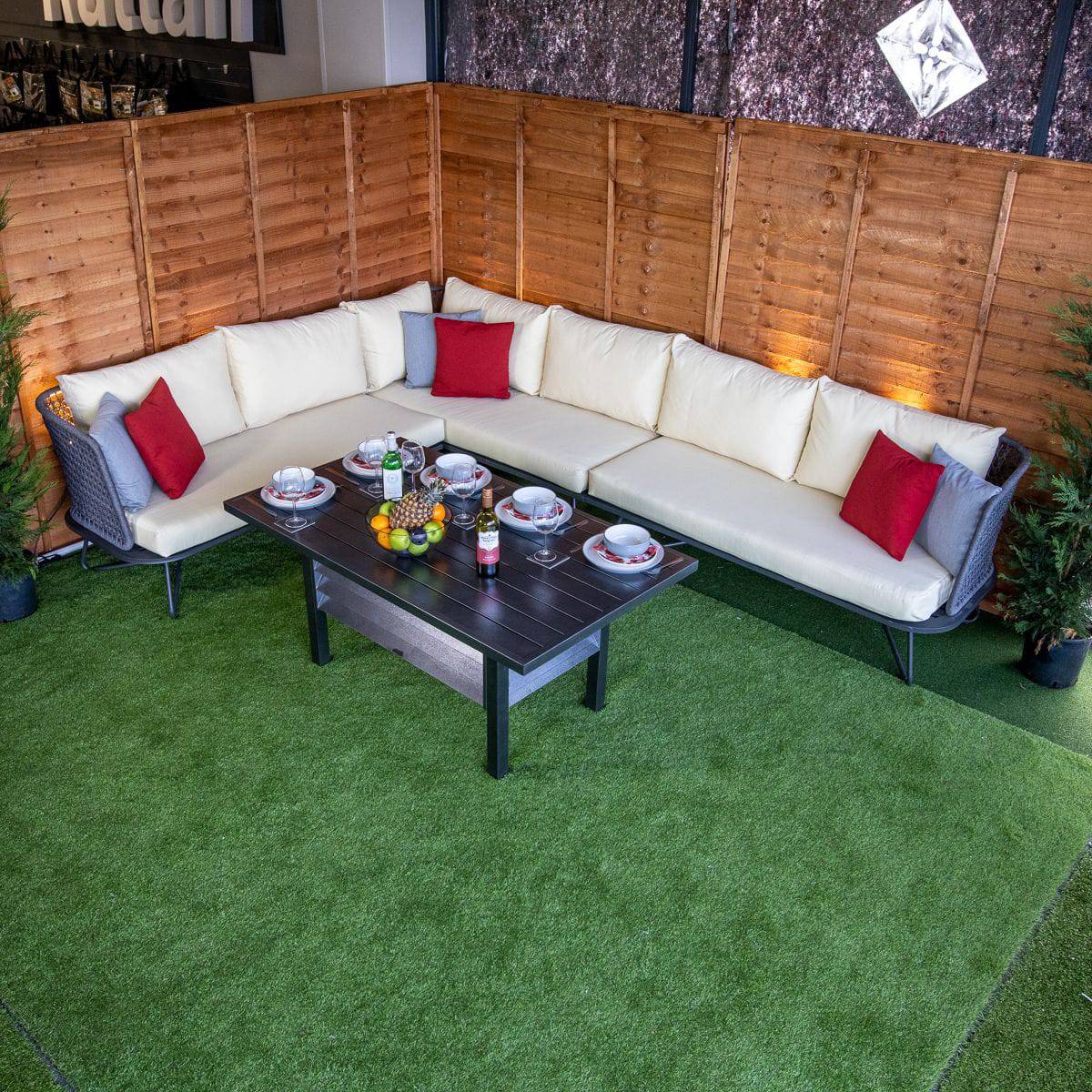 Oasis Rattan Grey Corner Dining Set With Cream Cushions
