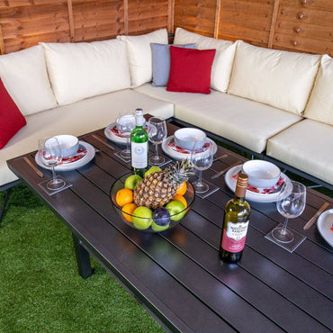 Oasis Rattan Grey Corner Dining Set With Cream Cushions