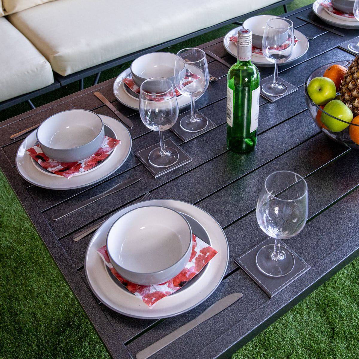 Oasis Rattan Grey Corner Dining Set With Cream Cushions