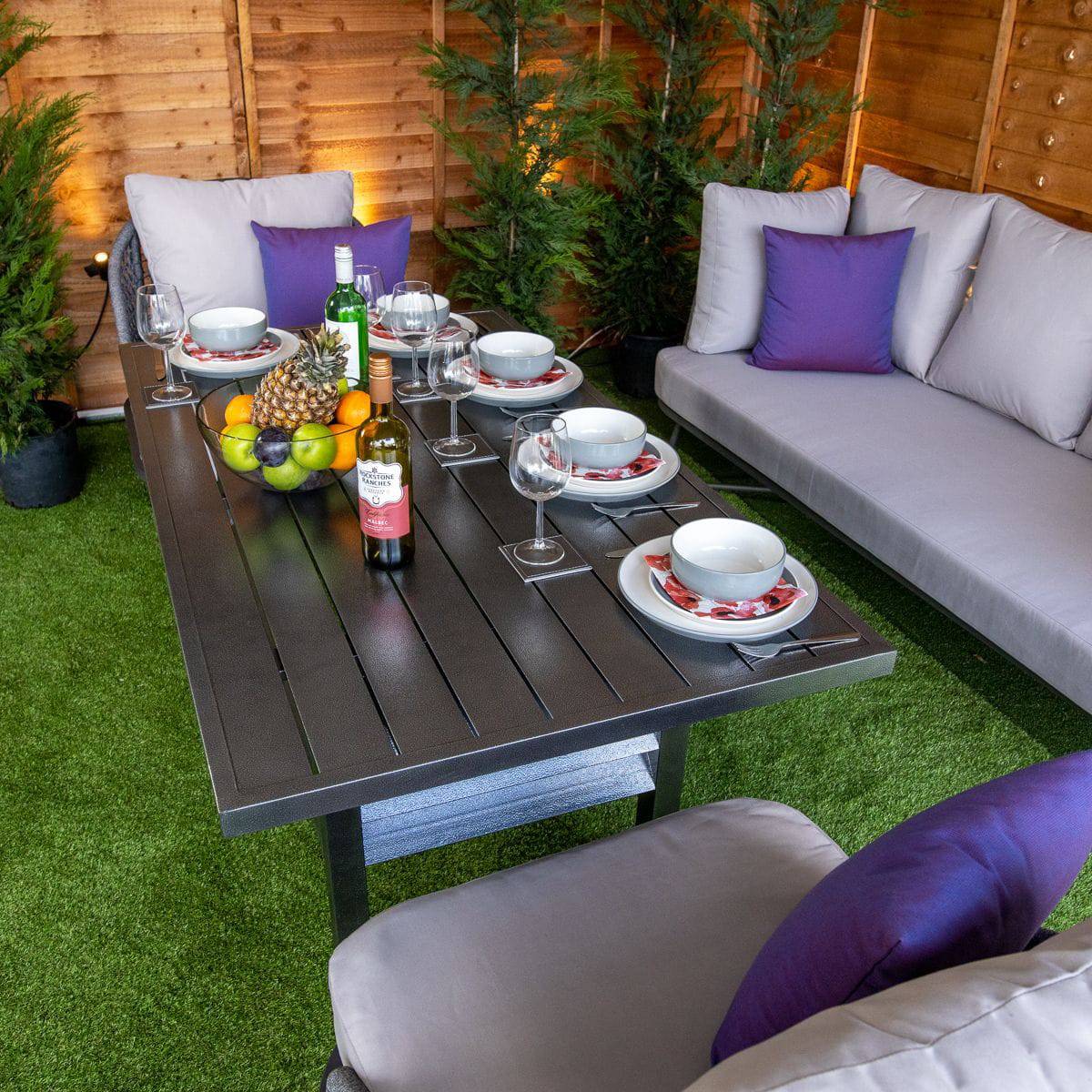 Oasis Grey Rope Dining Sofa Set With Grey Cushions