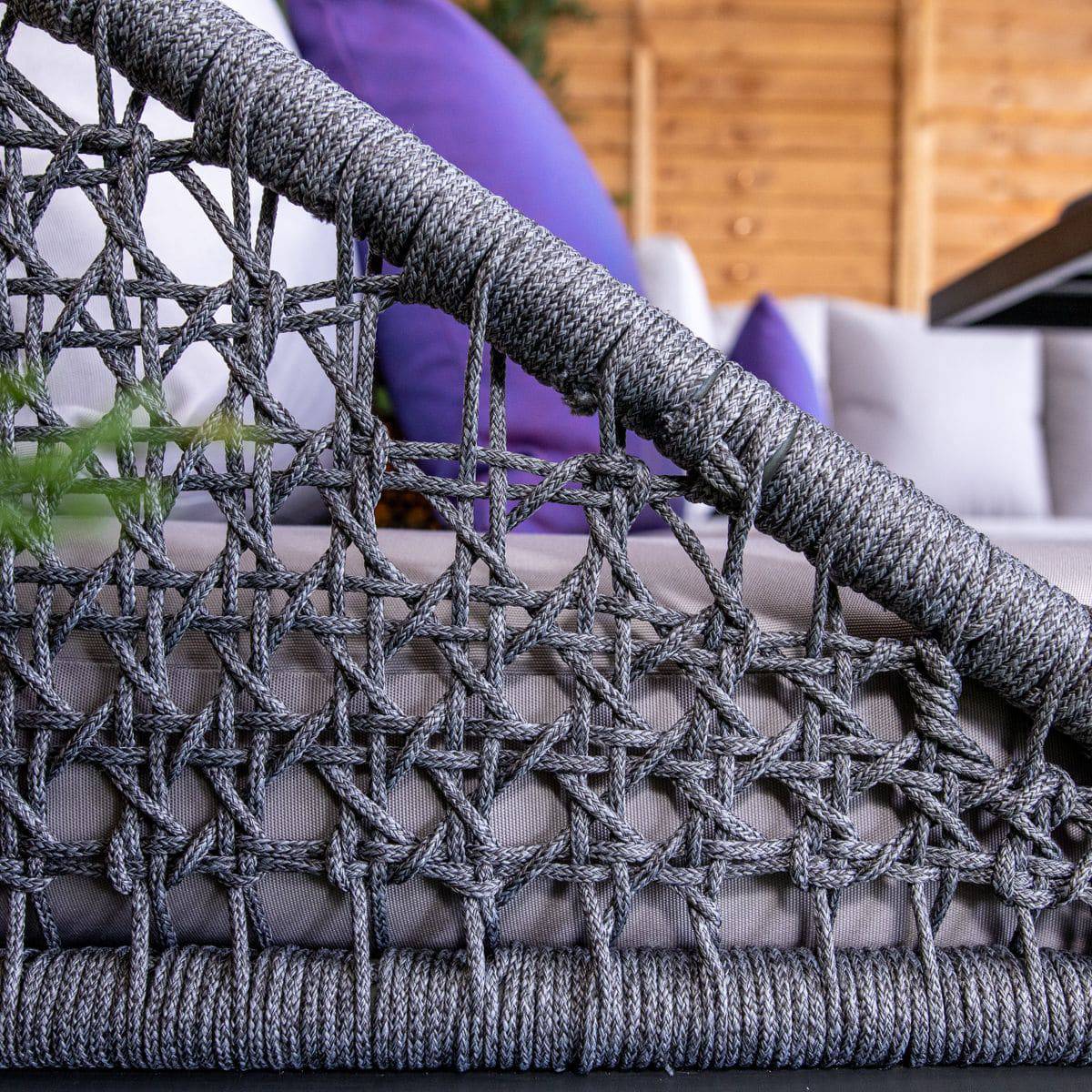 Oasis Grey Rope Dining Sofa Set With Grey Cushions