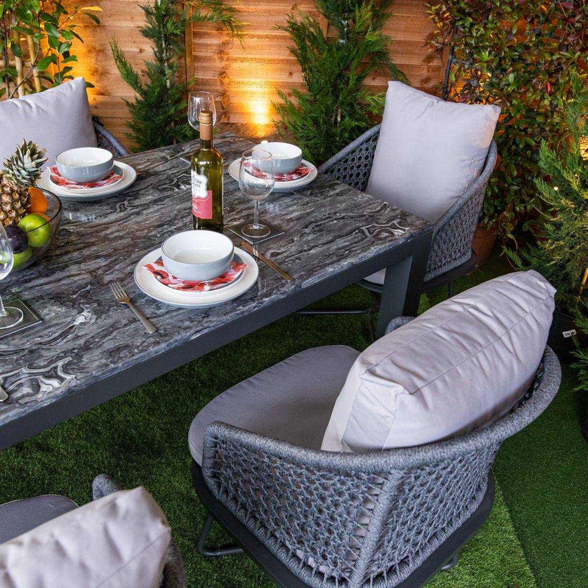Oasis Rope style 6 Seater Garden Dining Table Set