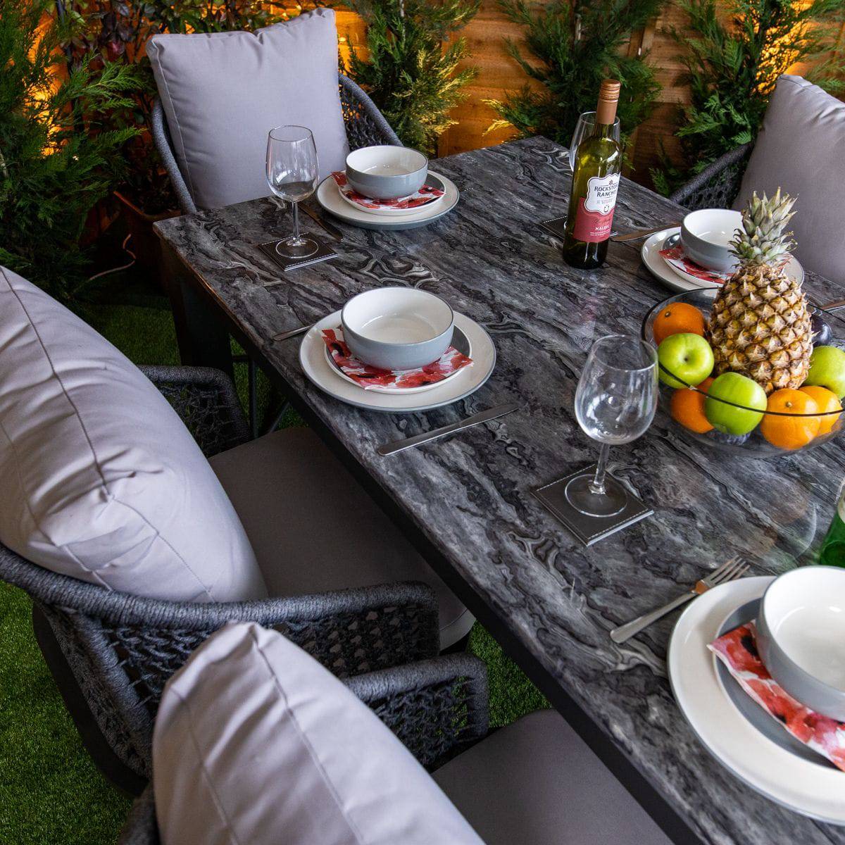 Oasis Rope style 6 Seater Garden Dining Table Set