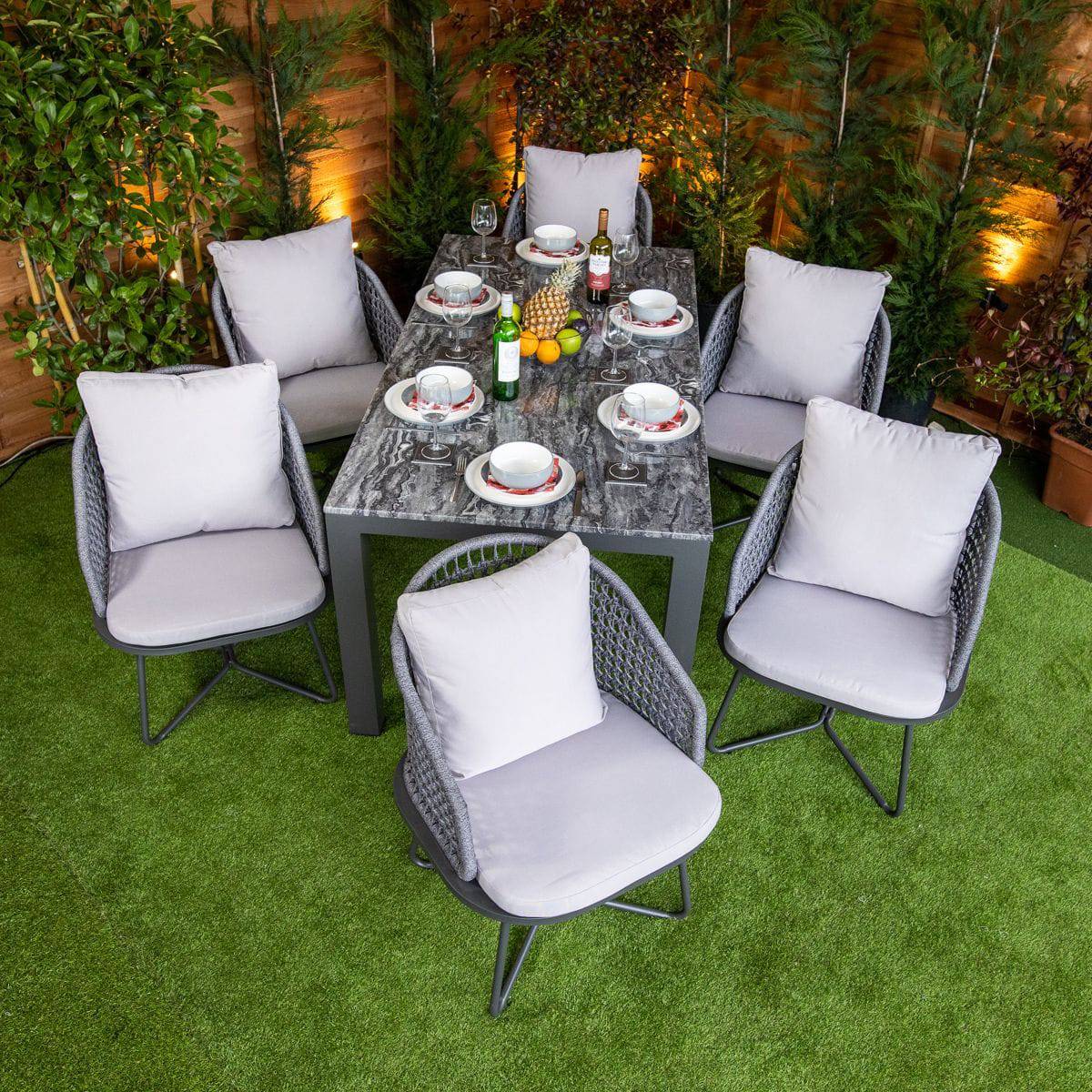 Oasis Rope style 6 Seater Garden Dining Table Set