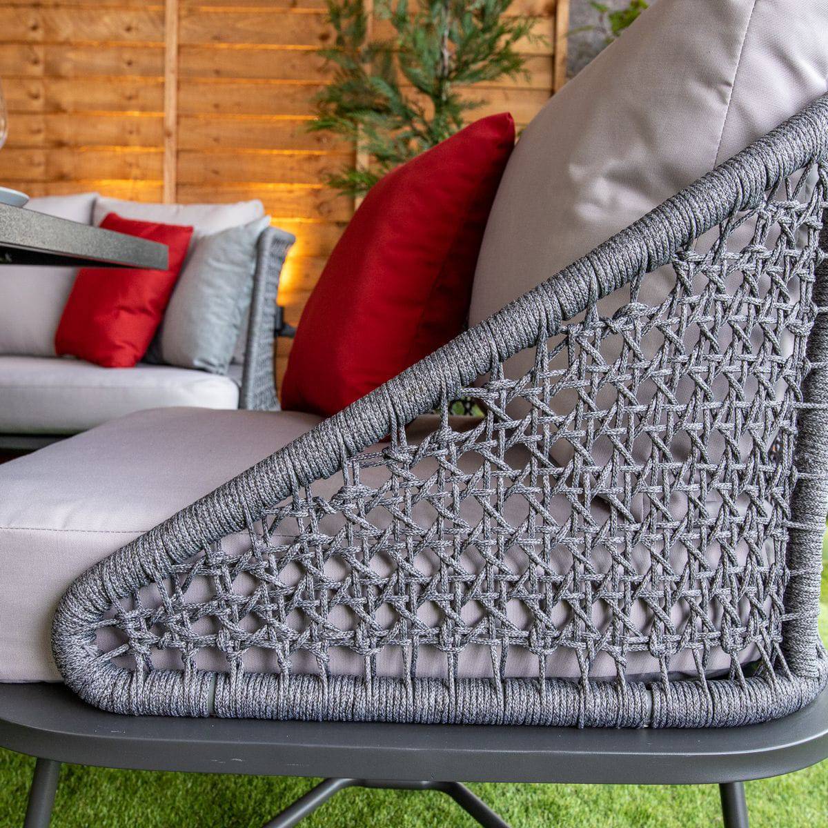Oasis Rope Style Silver 4 Seat Dining Set With Grey Cushions