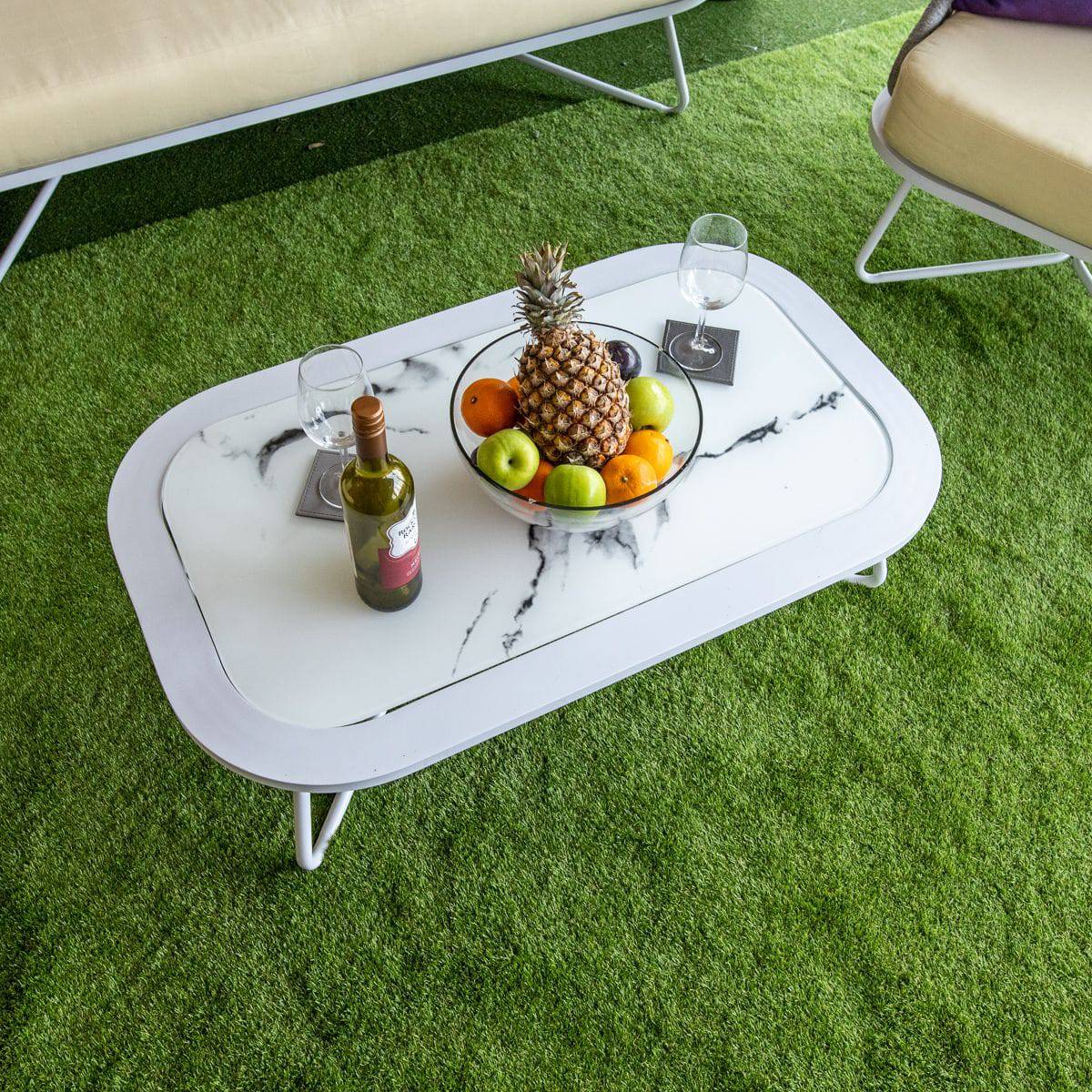 Oasis Rope Style Silver 4 Seat Sofa Set - Cream Cushions