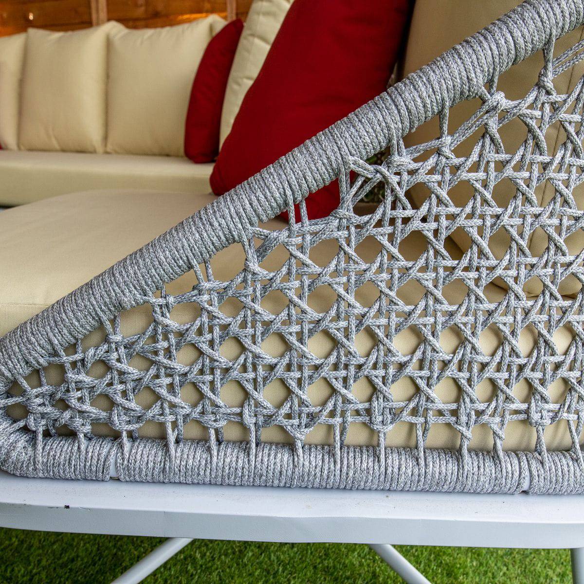 Oasis Rope Style Silver 5 Seat 4 Piece Sofa Set With Cream Cushions