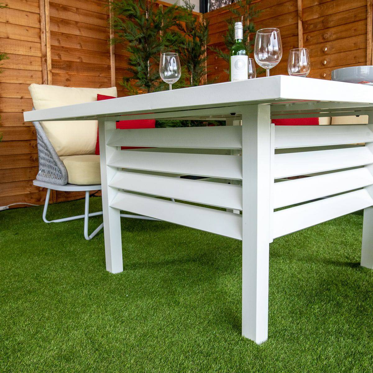 Oasis Rope Style Silver 5 Seat Dining Set With Cream Cushions