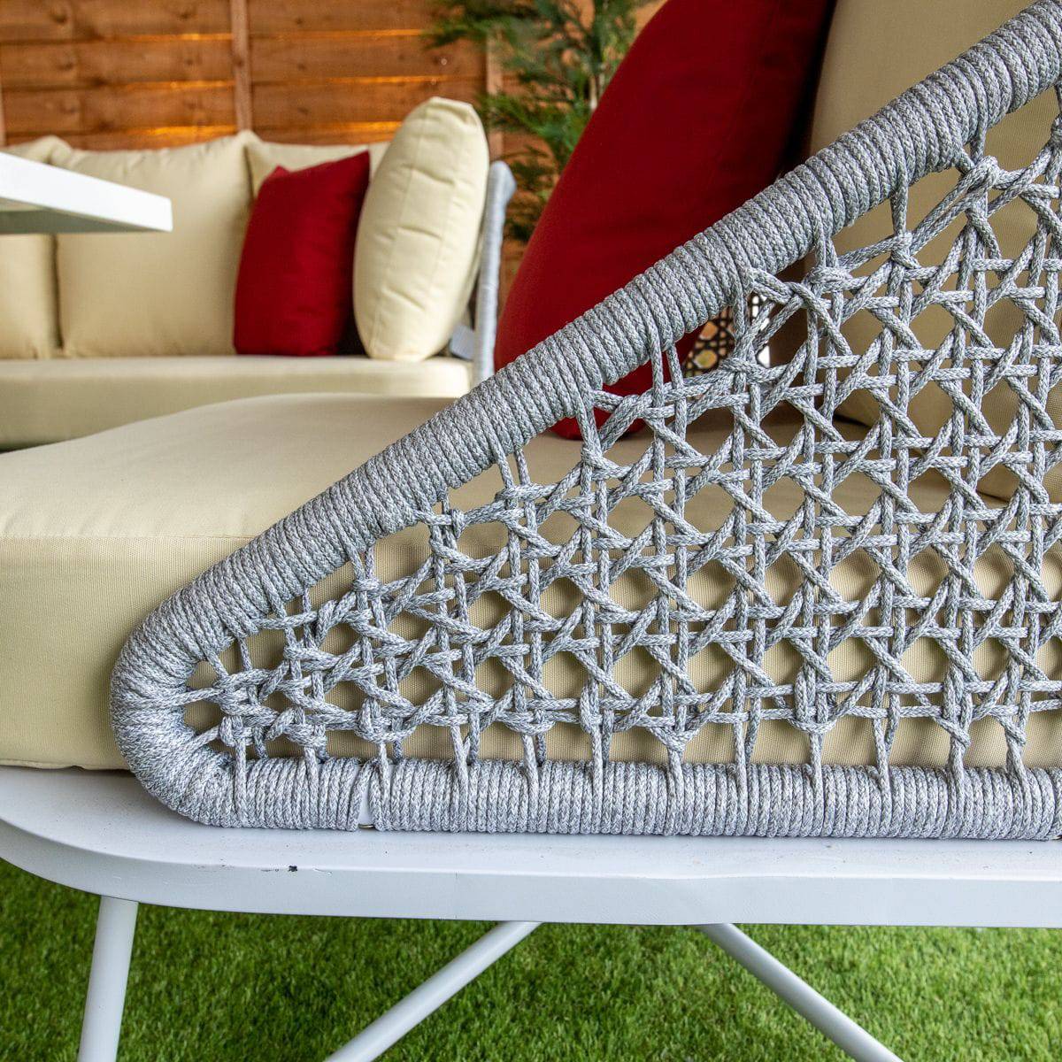 Oasis Rope Style Silver 5 Seat Dining Set With Cream Cushions