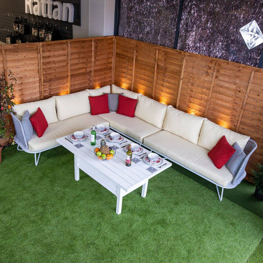 Oasis Rattan Silver Corner Dining Set With Cream Cushions