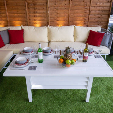 Oasis Rattan Silver Corner Dining Set With Cream Cushions