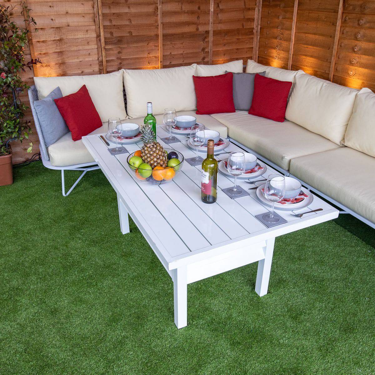Oasis Rattan Silver Corner Dining Set With Cream Cushions