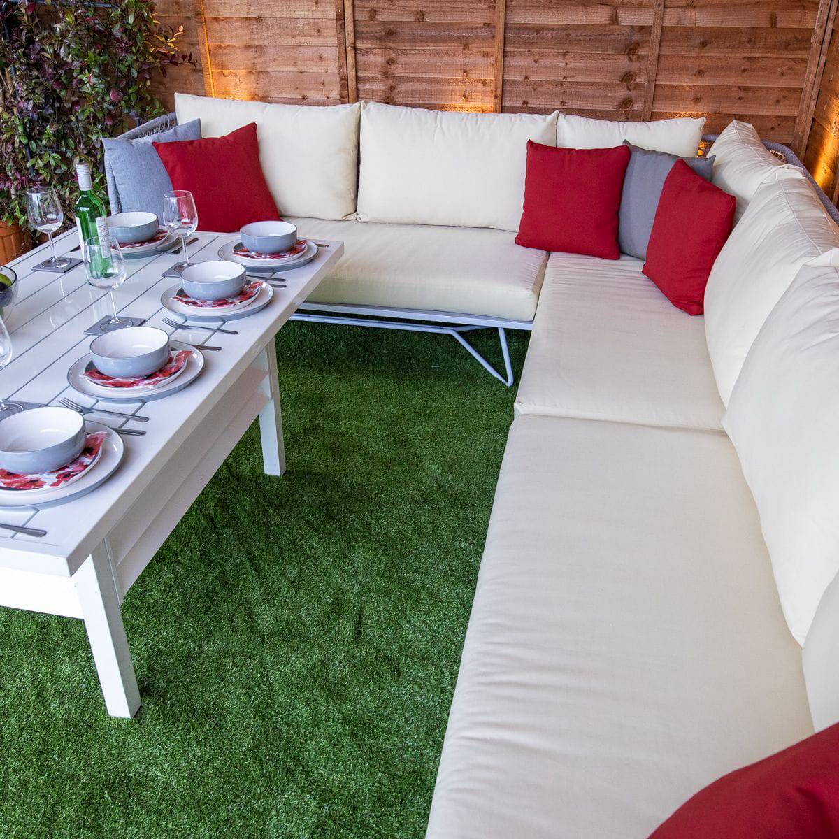 Oasis Rattan Silver Corner Dining Set With Cream Cushions
