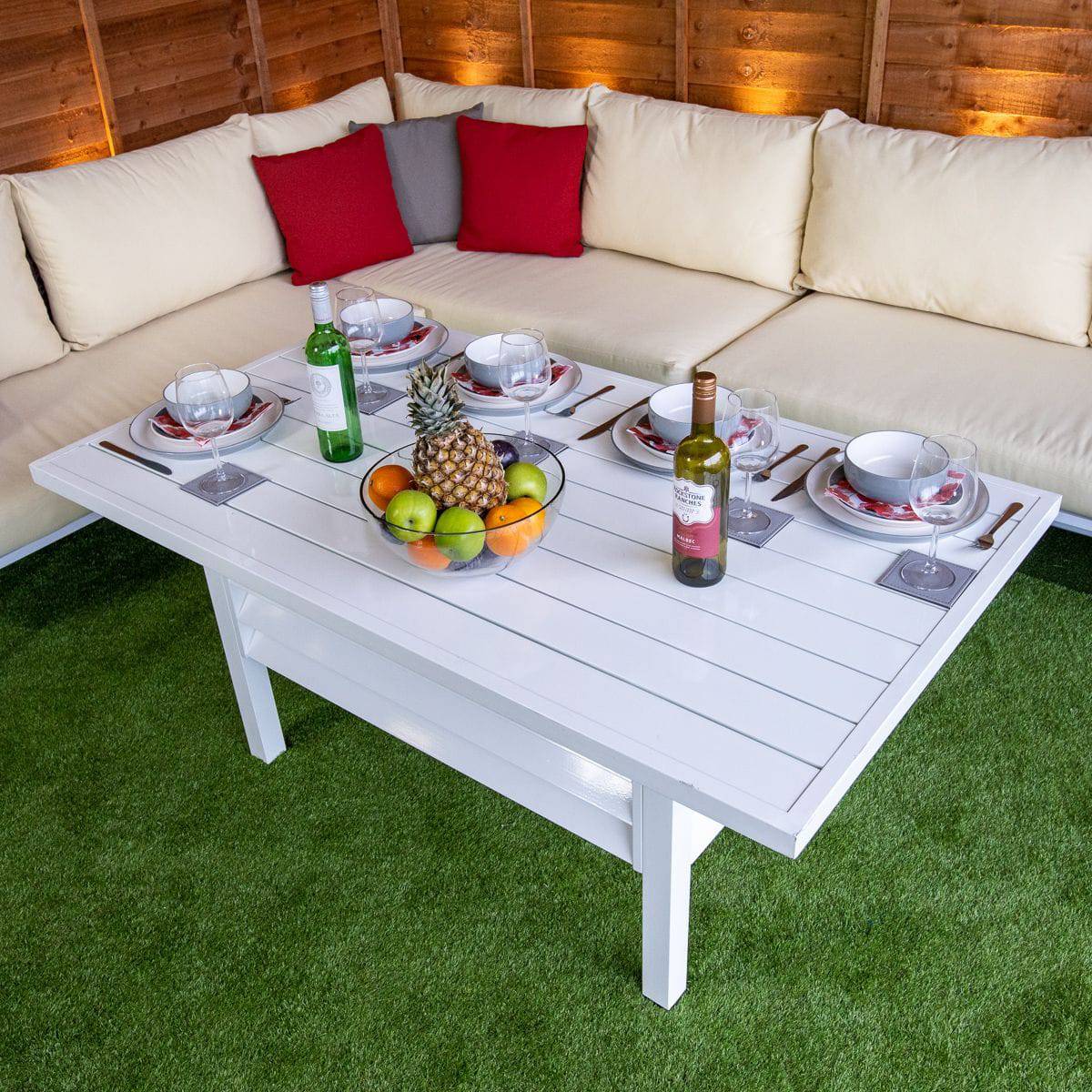 Oasis Rattan Silver Corner Dining Set With Cream Cushions