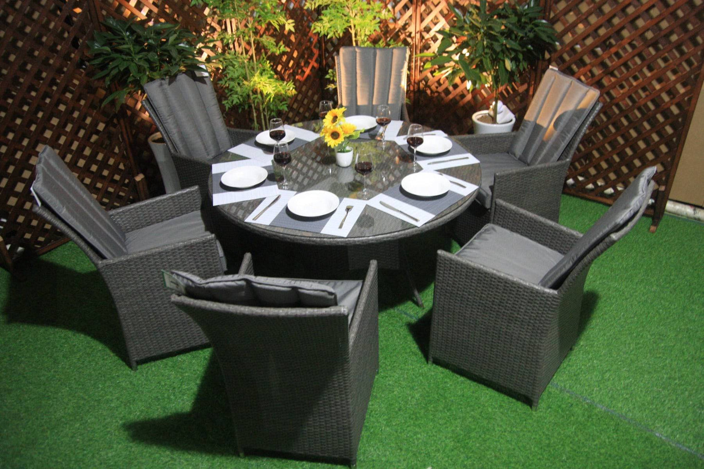 Rattan Ocean 6 Seater Round Garden Dining Set
