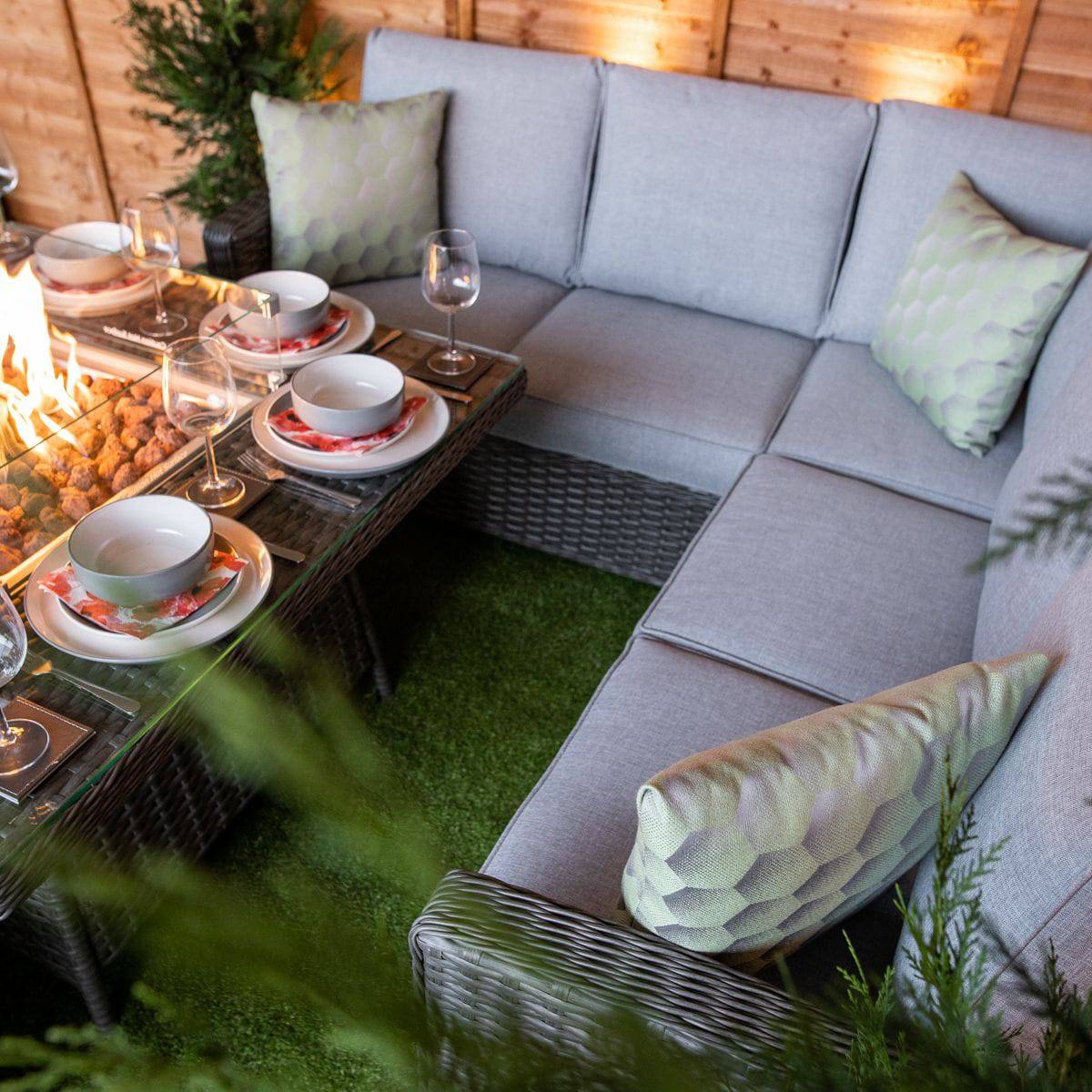 Platinum Boston Outdoor Corner Fire Pit Sofa Set